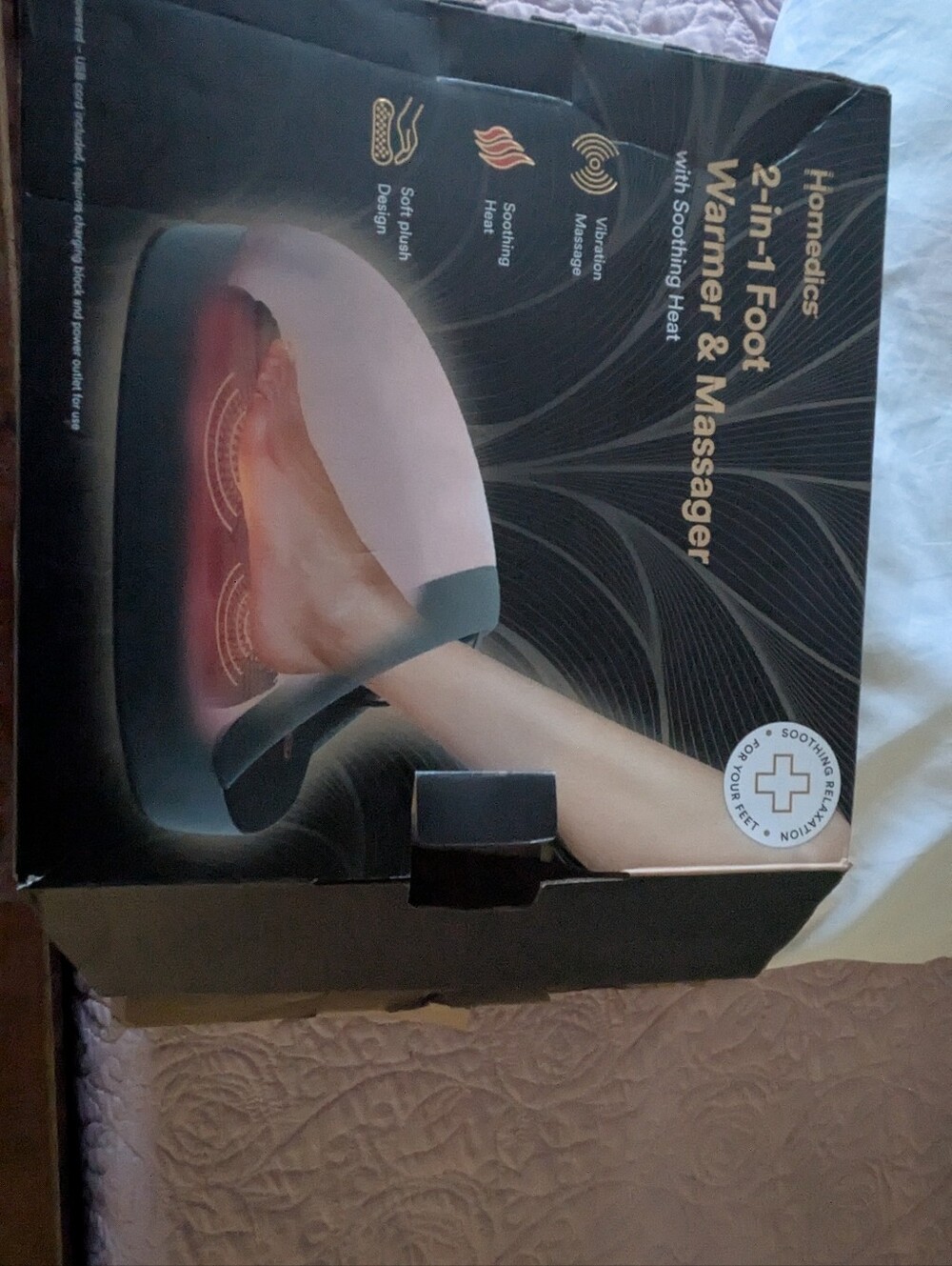 Homedics 2-in-1 Foot Warmer & Massager - Pink and Gray